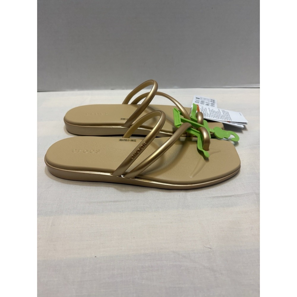 CROCS Women's Tan Gold Strappy Sandals - Picture 4 of 7
